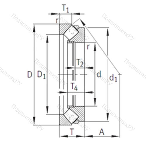 Подшипник роликовый упорно-радиальный 293/630-E 1-MB от производителя  INA
