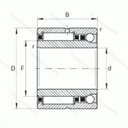 Шарикоподшипник радиально-упорный комбинированный с игольчатыми роликами NKIA 59/22